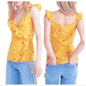 Madewell Mustard Floral Ruffle Camisole